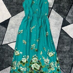 Together Vintage 90’ Blue Green Halter Sundress Maxi Size 10